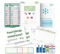 Safer Food Better Business 2025 Pack - SFBB Compliance Kit with Handbook, Temperature Records, Allergen Posters, Food Labels & 5pcs Kitchen Safety Signs - Food Hygiene Management for Caterers HACCP