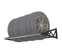 SafeRacks Tire Rack - Adjustable 31"-56" Wall Mounted Tire Holder with Telescopic Rods | Heavy Duty Steel 400 Pound Weight Capacity | Black