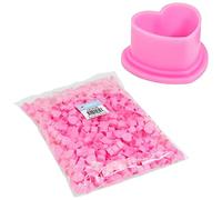 Saferly Heart Tattoo Ink Caps Cups with Base for Tattoo, Tattooing, Disposable Pigment Holder, Microblading Tattoo Supplies, Large, Bag of 500, Pink