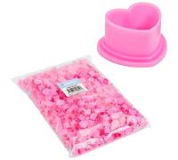 Saferly Heart Tattoo Ink Caps Cups with Base for Tattoo, Tattooing, Disposable Pigment Holder, Microblading Tattoo Supplies, Small, Bag of 500, Pink