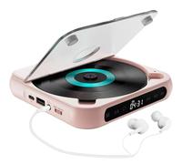 Saferplus Portable CD Player,Bluetooth-Compatible Hi-Fi Sound,Rechargeable Cd Player,Compact&Lightweight Music Player,for Travel, Car, Home(Pink)