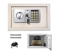 Safes for Home Fireproof Waterproof with 2 Manual Override Keys, 8.5L Security Safe Cash Box with Double Digital Keypad and Safety Key Lock Cabinet Safes, White