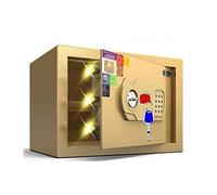 Safes Password Safe, 25 Cm Small Safe Deposit Box All Steel Key Anti-theft Mini Wall Safe Office File Safety Storage Box Safe Cabinet (Color : White) (Gold)