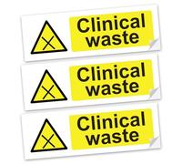 SAFESIGN (3 Pack) Clinical Waste Vinyl Sign Stickers 150 X 50mm - Safety Health Waterproof Vinyl Conforms to EN ISO 7010:2012