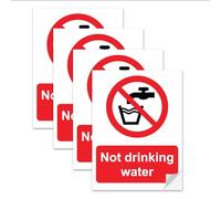 SAFESIGN (4 Pack) Not Drinking Water Vinyl Sign Stickers 100 x 75mm - Waterproof Vinyl Conforms to EN ISO 7010:2012 Kitchen Catering Van Commercial Business