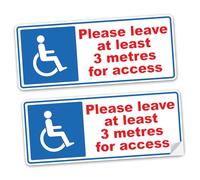 SAFESIGN Disabled Please Leave 3 Metres for Access - Self Adhesive Vinyl Car Van Stickers for Vehicles Conforms to EN ISO 7010:2012