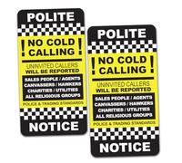 SAFESIGN No Cold Calling Vinyl Sticker for Front Door Vinyl Sign Stickers 9.5 X 5cm - Waterproof Vinyl Conforms to EN ISO 7010:2012 Post Box Junk Mail (2)
