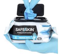 SAFESKIN* Nitrile Disposable Gloves in POP-N-GO* Pack, Medium Duty, Medium Size, Powder-Free - For Food Handling, First Aid, Cleaning, Gardening, Crafting - Exam Gloves, 50-Count