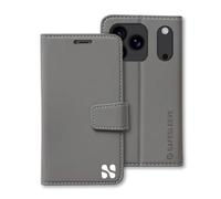 SafeSleeve EMF Protection Anti Radiation for iPhone 17 Pro - Vegan Leather iPhone 17 Pro Case with Card Holder, Military-Grade Shielding, 3-Card Slots with Built-in Stand (Grey)
