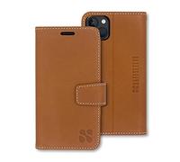 SafeSleeve EMF Protection Anti Radiation iPhone 14 Case, RFID EMF Blocking, Card Holder Wallet, Genuine Leather, Adjustable Stand Cell Phone Case, for Women & Men (Leather)