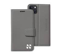 SafeSleeve EMF Protection Anti Radiation iPhone 14 Case, RFID EMF Blocking, Card Holder Wallet, Vegan Leather, Adjustable Stand Cell Phone Case, for Women & Men (Grey)