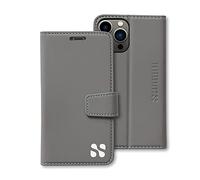 SafeSleeve EMF Protection Anti Radiation iPhone 14 Pro Case, RFID EMF Blocking, Card Holder Wallet, Vegan Leather, Adjustable Stand Cell Phone Case, for Women & Men (Grey)