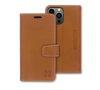 SafeSleeve EMF Protection Anti Radiation iPhone 16 Pro Max Case with Card Holder - RFID Blocker, Military-Grade Shielding, 3-Card Slots with Built-in Stand - Vegan Case for Men & Women (Leather)