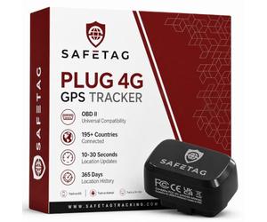SafeTag Plug 4G - Self Install OBD GPS Tracker for Car, Van, Motorbike & More, Fits every vehicle, Live Tracking and Instant Alerts, 7 Day Free Trial & SIM Included, Designed in the UK