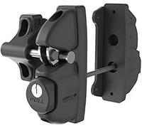 Safetech Hardware Key Lockable Two Sided Gate Latch with Double Hook | Heavy-duty gravity fence lock features 2 independent latching hooks for security on metal, wood & vinyl gates. Sl lack.