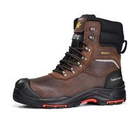 SAFETOE Men's Waterproof Cow Leather Safety Boot 8-inch Composite Toe Work Boots Winter Snow Boots S7S ESD