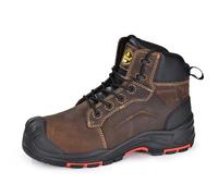 SAFETOE Safety Boots M-8552 Mens Wide Fit Non-steel Composite Toe Work Boots ESD Anti-static Water Resistant Cow Leather Heavy Duty Anti-nail Composite Plate Anti-slip Pu Rubber Sole S3 SRC