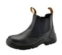 SAFETOE Water Resistant Safety Work Boots [CE Certified] - 8025 Free Sock S3 Site Safety Shoes with Lightweight Wide Fit Steel Toe Cap, Black Waterproof Slip On Dealer Work Boots for Men & Women Size