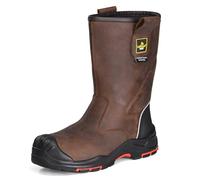 SAFETOE Work Boots for Men Cow Leather Safety Boot 8-inch Composite Toe Industrial Construction Boots for Oil,Gas,Mine S3 ESD