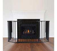 Safetots Multi Panel Fire Surround, 82cm Deep x 104cm Wide, Black, 70cm Tall, Child and Pet Fire Safety, Baby and Toddler Fire Guard, Safety Barrier for Fireplaces, Easy Installation