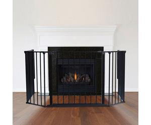 Safetots Multi Panel Fire Surround, 88Cm Deep X 104Cm Wide, Black, 70Cm Tall, Child And Pet Safety, Baby And Toddler Fire Guard