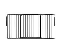 Safetots Premium Multi Panel Room Divider, Up To 148Cm Wide, Black, 70Cm Tall, Flexible Barrier With Door For Baby And Toddler