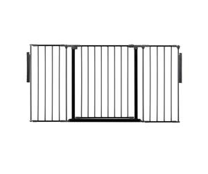 Safetots Premium Multi Panel Room Divider, up to 148cm Wide, Black, 70cm Tall, Multi Panel Flexible Room Barrier, Room Divider with Door for Baby and Toddler, Easy Installation