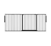 Safetots Premium Multi Panel Room Divider, Up To 181Cm Wide, Black, 70Cm Tall, Flexible Barrier With Door For Baby And Toddler