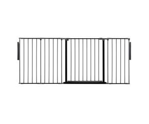 Safetots Premium Multi Panel Room Divider, up to 181cm Wide, Black, 70cm Tall, Multi Panel Flexible Room Barrier, Room Divider with Door for Baby and Toddler, Easy Installation