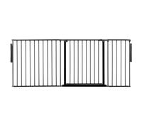 Safetots Premium Multi Panel Room Divider, up to 187cm Wide, Black, 70cm Tall, Multi Panel Flexible Room Barrier, Room Divider with Door for Baby and Toddler, Easy Installation