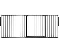 Safetots Premium Multi Panel Room Divider, up to 187cm Wide, Black, 70cm Tall, Multi Panel Flexible Room Barrier, Room Divider with Door for Baby and Toddler, Easy Installation