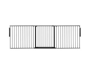 Safetots Premium Multi Panel Room Divider, up to 226cm Wide, Black, 70cm Tall, Multi Panel Flexible Room Barrier, Room Divider with Door for Baby and Toddler, Easy Installation