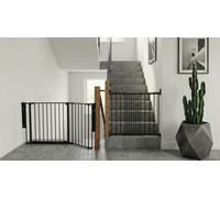 Safetots Solution For Up And Down Staircases, Black, Multi Panels, Up To 154Cm, And, Screw Fit Gate, 67Cm - 105.5Cm