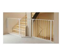 Safetots Two Door Multi Panel Stair Gate, White, Up to 194cm | Two door opening panels, flexible multi-panel design, ideal for double staircases, secure wall mounting, easy installation.