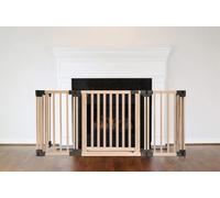 Safetots Wooden Multi Panel Fire Surround, 68cm Deep x 160cm Wide, Natural Wood, 76cm Tall, Baby and Toddler Fire Guard, Safety Barrier for Fireplaces, Easy Installation