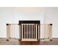 Safetots Wooden Multi Panel Fire Surround, 88cm Deep x 200cm Wide, Natural Wood, 76cm Tall, Baby and Toddler Fire Guard, Safety Barrier for Fireplaces, Easy Installation