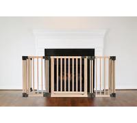 Safetots Wooden Multi Panel Multi Use Safety Barrier, Up to 336cm, Natural Wood, Flexible Room and Stair Barrier, Room Divider with Door for Baby and Toddler, Easy Installation