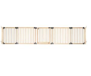 Safetots Wooden Multi Panel Room Divider, up to 376cm, Natural Wood, 76cm Tall, Multi Panel Flexible Room Barrier, Room Divider with Door for Baby and Toddler, Easy Installation