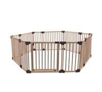 Safetots Wooden Play Den Hexagon 6 X 120Cm, Natural Wood, 76Cm High, With Soft Foam Play Mat, Dusty Blue, 270Cm X 210Cm