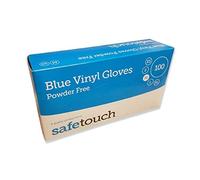SafeTouch 50000031 Vinyl Gloves, Powder Free, Size M, Blue (Pack of 100 Single Gloves)
