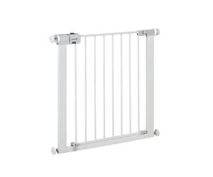 Safety 1st Easy Close Extendable Safety Gate, Pressure Mount Stair Gate, Baby and Dog Barrier, 6 months to 2 years, Metal White (metallic white)