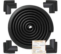 Safety Baby Edge Corner Guards Protector Set, Baby Proofing 6M/20ft Edges Protector + 8 Corner Guards for Kids Foam, Furniture and Tables Child Bumpers, Pre-Taped for Direct Use Black