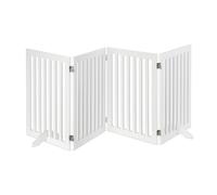 Relaxdays Wooden Safety Barrier, Adjustable Gate for Dogs & Children, Fireplace & Oven, MDF, 4 Panels, 70x206.5cm, White, Fibreboard, One Item