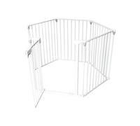 Safety Barrier for Children, Dogs and Cats with Gate - Safety Box Ideal for Home Protection and Room Separator, White Painted Metal, 120 x 74 cm