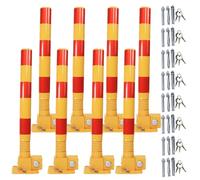 Safety Bollard Locking Post, Removable Steel Barrier for Parking Spaces, Traffic Pole for Sensitive Areas, Set of 6