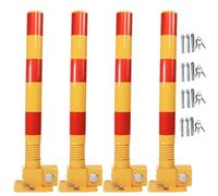 Safety Bollard Locking Post, Removable Steel Barrier for Parking Spaces, Traffic Pole for Sensitive Areas, Set of 6