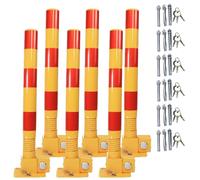 Safety Bollard Locking Post, Removable Steel Barrier for Parking Spaces, Traffic Pole for Sensitive Areas, Set of 6