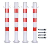 Safety Bollard Post, 75cm Height Steel Bollards, 7.6cm Diameter Parking Bollard, Safety Parking Barrier Post, for Traffic Control, Driveway Barrier,White