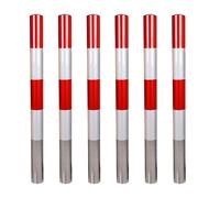 Safety Bollard Post, Heavy Duty Steel Parking Barrier, Night Reflective Design, for Expressways Parks Parking Spots Streets(Red-6pcs,100 * 7.6cm/39.4 * 3in)