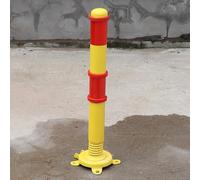 Safety Bollard Post - Spring-Loaded Driveway Security Barrier with Warning Stripes for Vehicle Protection and Traffic Delineation